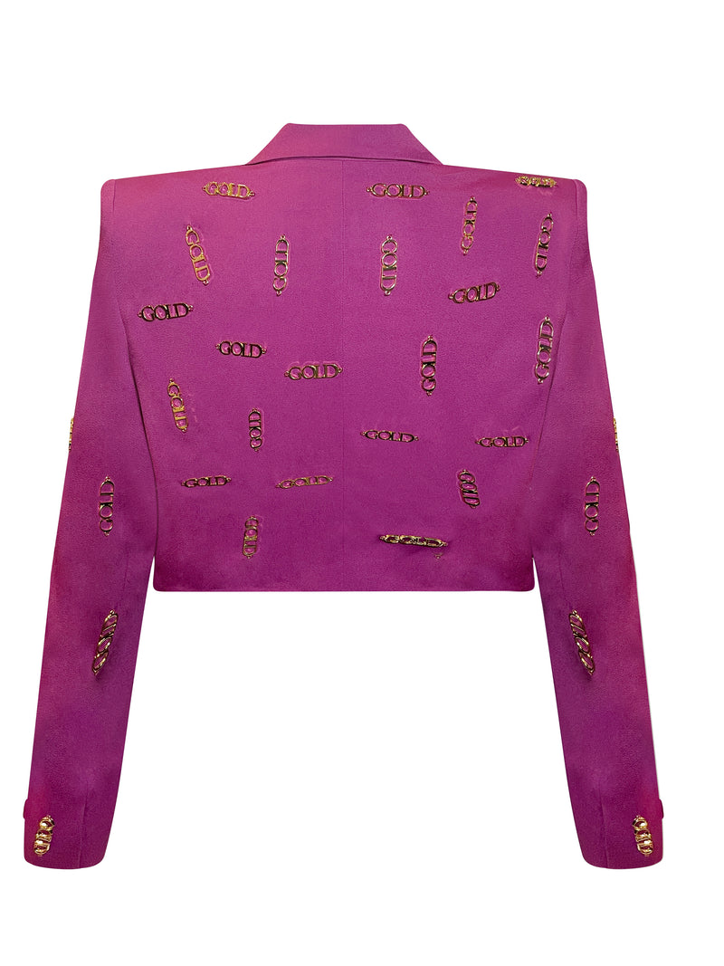 EBONI plum "GOLD" cropped double breasted jacket and LYNN Pants