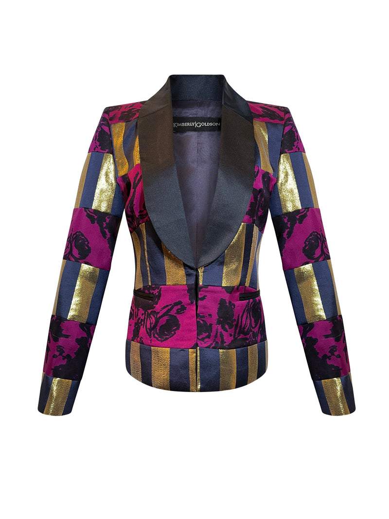 BROOKE MIXED PRINT TUXEDO JACKET