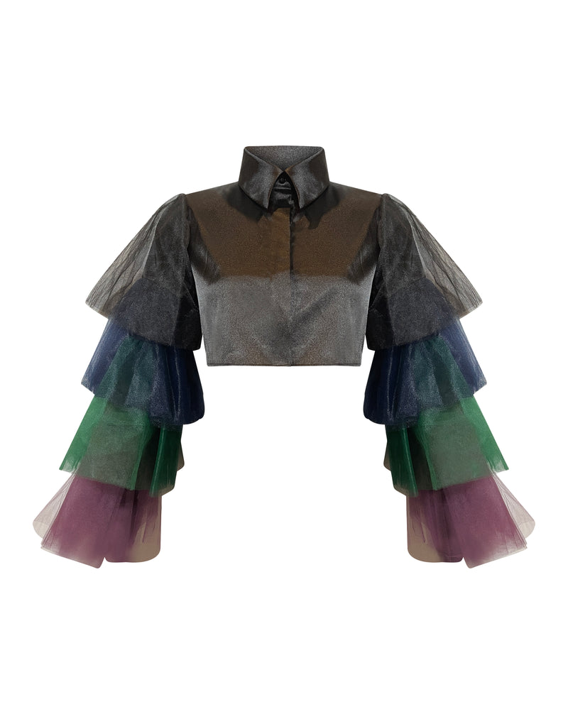 Honorli Tulle Sleeve Blouse