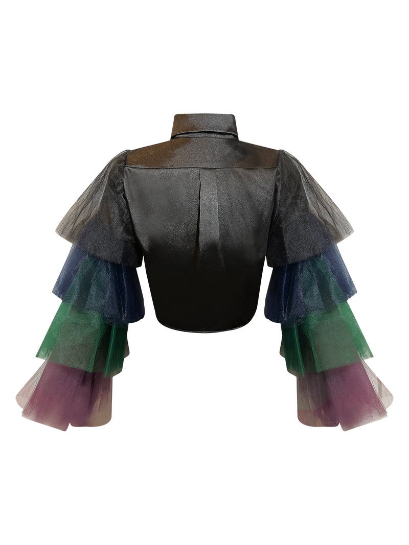 Honorli Tulle Sleeve Blouse