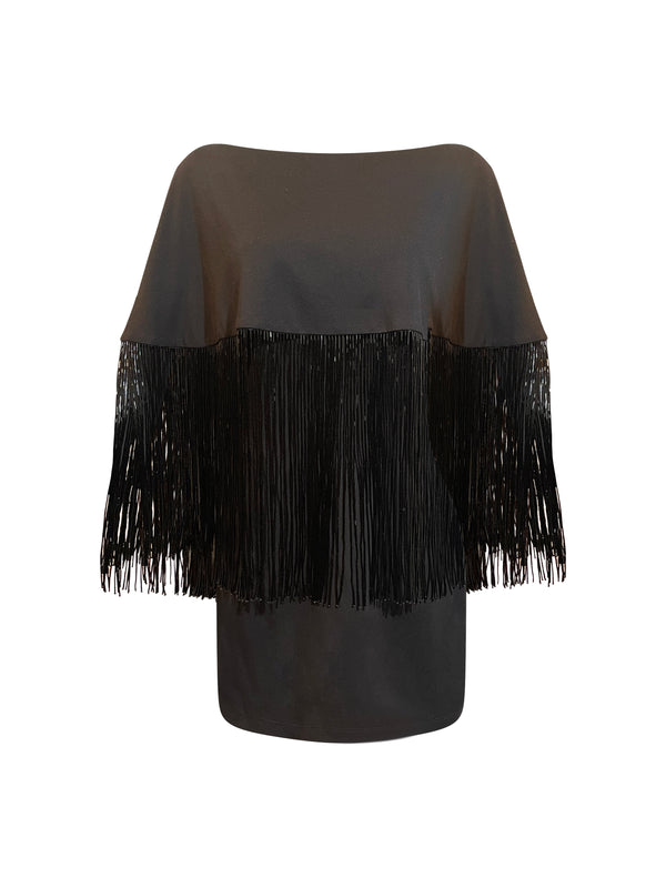 EMMA MINI DRESS WITH BEADED FRINGE