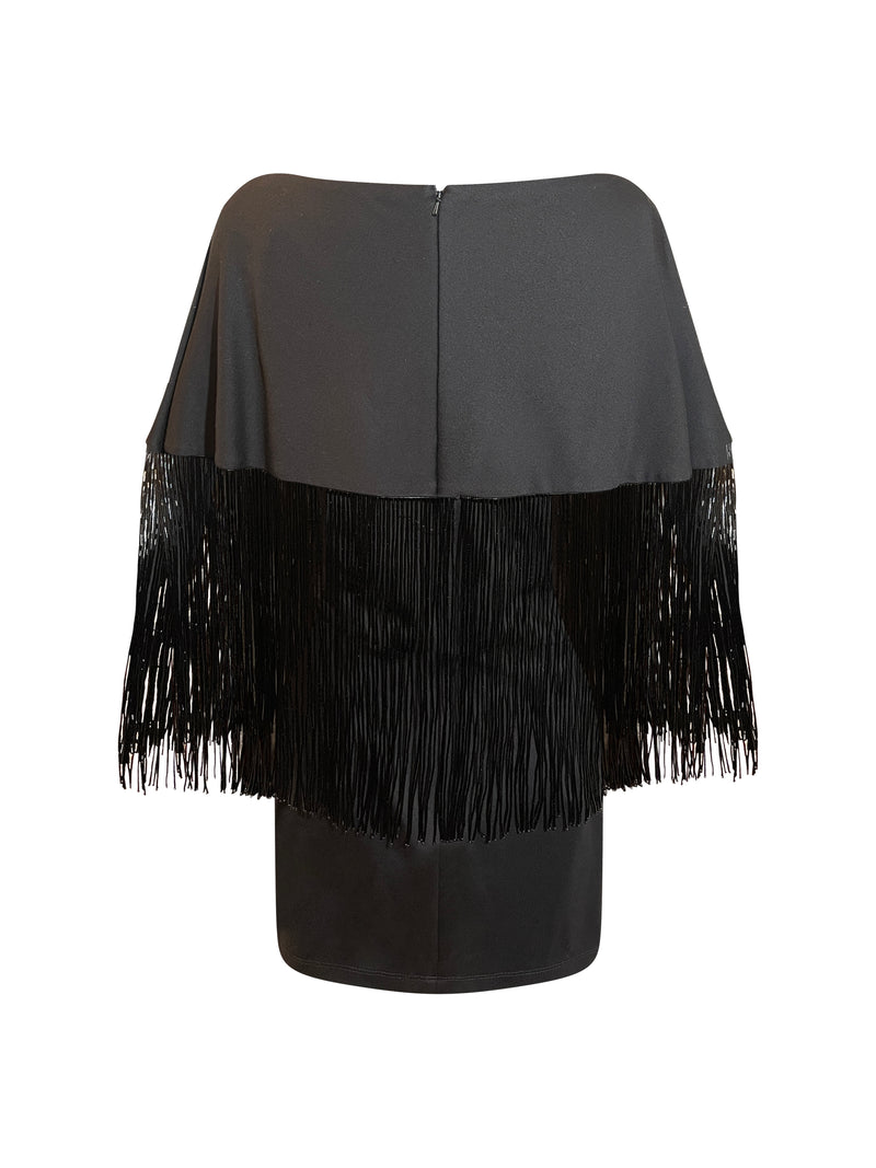 EMMA MINI DRESS WITH BEADED FRINGE