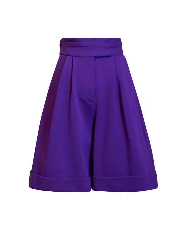 Front of purple Lizette wide leg shorts