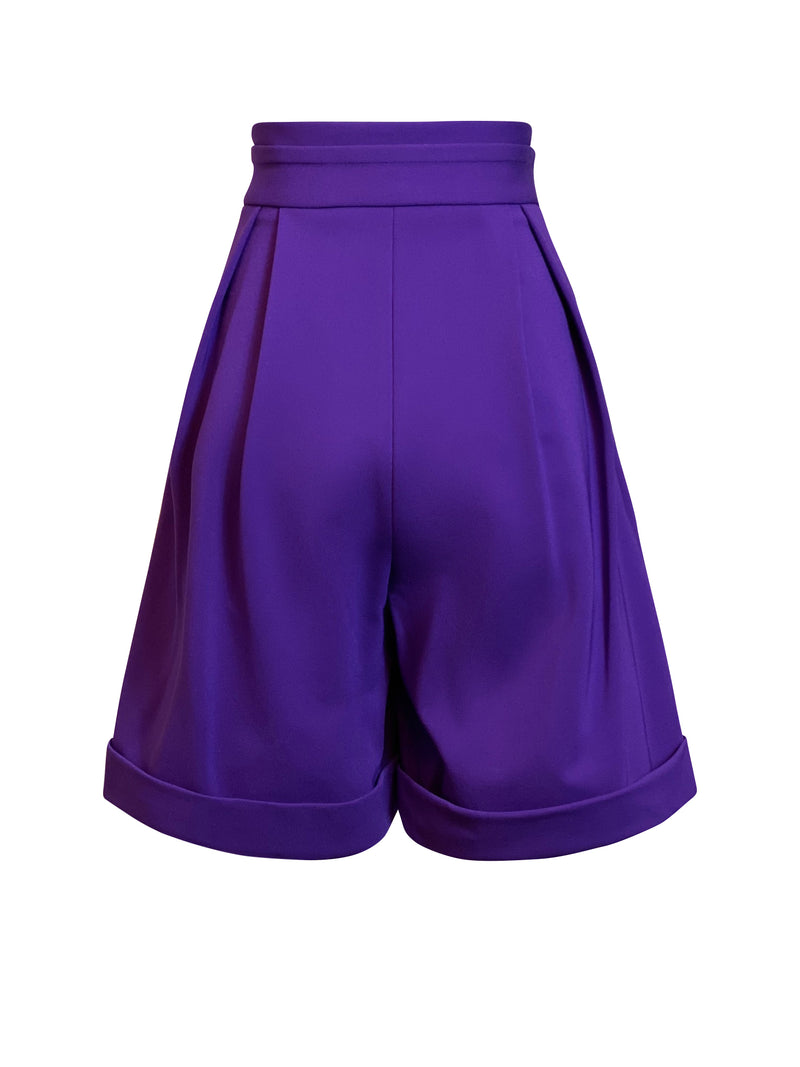 Back of purple Lizette wide leg shorts