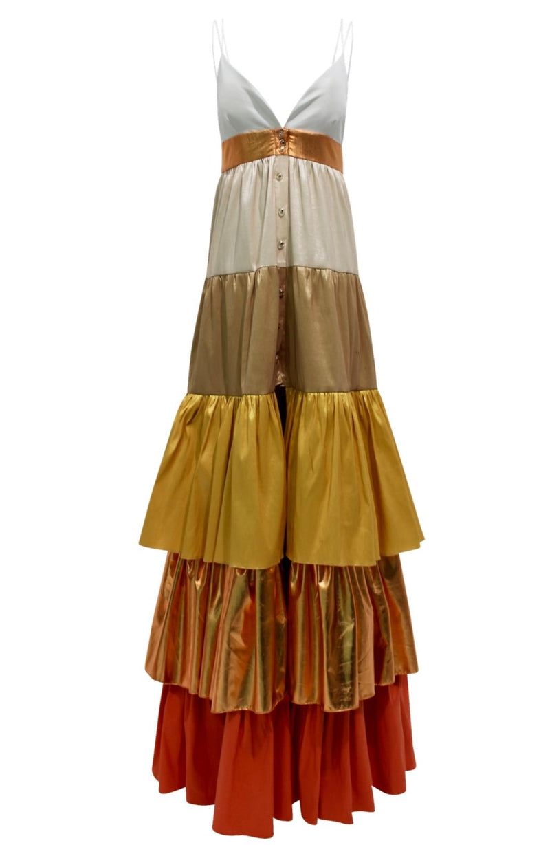 MARI copper multi maxi dress
