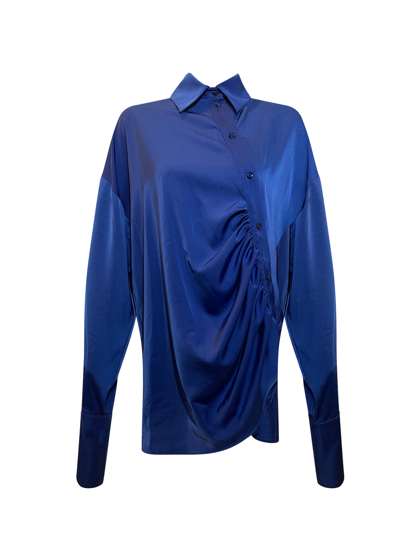 NIYA cobalt asymmetric shirt dress